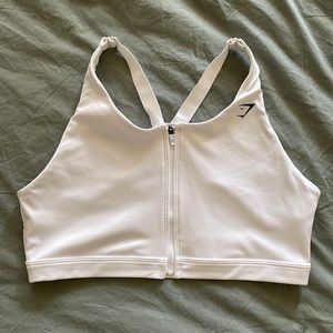 Gymshark zip-front white sports bra - worn once!
